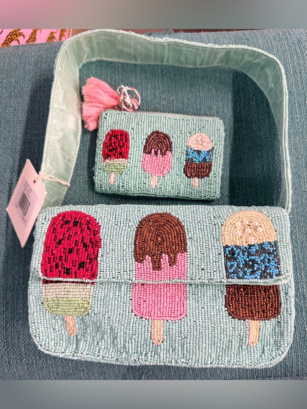 NWT 2 PIECE VIRAL BEADED POPSICLE SHOULDER BAG WITH COIN PURSE